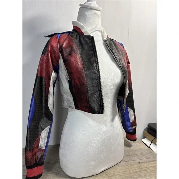 Disney Descendants Evie Costume Jacket Child Size Large 9/10 Faux Leather Moto - Picture 3 of 10